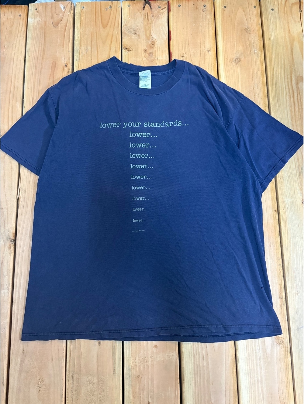 Vintage Navy Blue "Lower Your Standards" funny T-Shirt